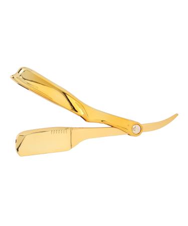 Professional Folding Straight Razor Barber Men's Razor Blade Holder (Electroplated Gold)