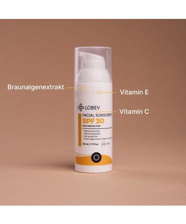Lobey Cr me solaire min rale pour le visage SPF 30 - Protection naturelle UVA/UVB contre les coups de soleil et les rides non parfum e r sistante l'eau id ale sous le maquillage (50 ml) Cr me solaire pour le visage SPF 30 - Buy Online on GoSupps.com
