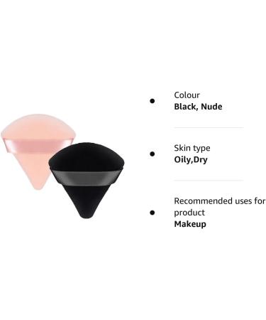 Patelai 2 Pcs Powder Puff Set - Soft Triangle Sponges for Makeup Application - Reusable and Versatile - Ideal for Loose Powder and Foundation - Black Nude - Buy Online on GoSupps.com