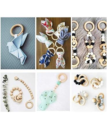 Organic Wooden Teething Rings - Set of 10 Smooth Teething Toys | 7cm & 5cm Diameter | Safe & Natural Baby Comfort - Buy Online on GoSupps.com