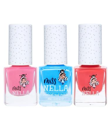 Miss Nella Girl Power Nail Polish 3 Pack - Peel-Off Odorless Water-Based & Safe for Kids - Pink Blue Dark Pink - International Shipping Available - Buy Online on GoSupps.com