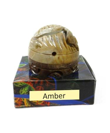 100% Solid Natural Perfume in Large Hand Carved Stone Jar-Amber-8gm