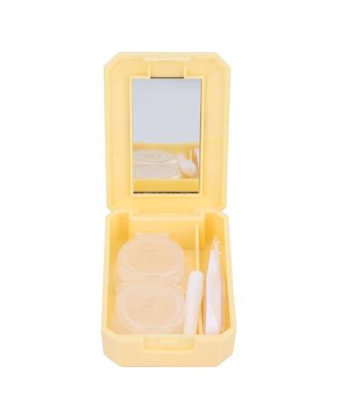 Dewin contact lens box kit applicator stick tweezers portable contact lens container holder container women contact lens box (yellow) (rainbow)