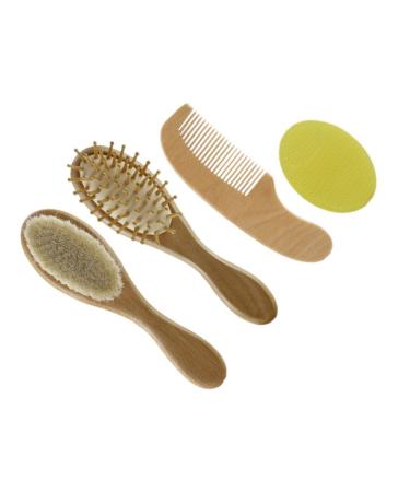 Healifty 4 Pcs Baby Hair Brush Comb Toddler Cleaning Set Natural Baby Brush Set Children's Bath Set Hair Care Set Newborn Comb Children's Bathing Supply Baby Grooming Kit Baby Shower Brush