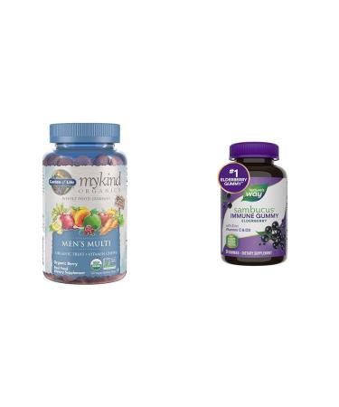 Garden of Life Organics Men's Gummy Vitamins Multi Berry 120 Count & Nature's Way Sambucus Elderberry Immune Gummies Daily Immune Support for Kids and Adults*