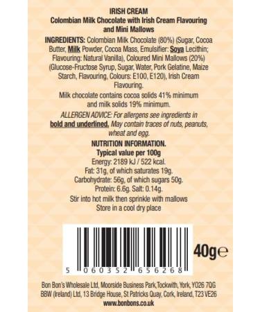 Bon Bon's Gourmet Irish Cream Hot Chocolate Spoon 40g - Decadent Treat for Chocolate Lovers - Buy Online on GoSupps.com