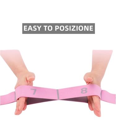 Elastic Yoga Belt - 9 Loop Stretch Band for Yoga Pilates & Strength Training - Fitness Flexibility Tool - Pink - Buy Online on GoSupps.com