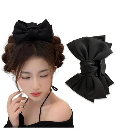 Bow Hair Claw Clips for Women Bowknot Hair Claw for Girls Bow Ties Hair Jaw Clips for Thin Thick Hair Barrettes for Women Birthday Christmas Gifts for Daughter Girlfriend Black