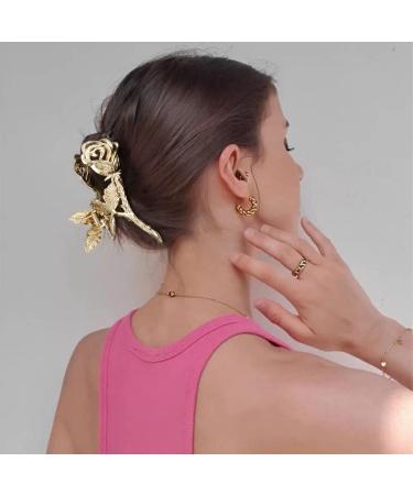 ATODEN Metal Flower Claw Clips for Thick Hair - 2 Pcs Large 4.3'' Rose Hair Clips - Cute Gold & Silver Hair Claws for Women - Strong Grip Jaw Clips for Medium to Thick Hair - Buy Online on GoSupps.com