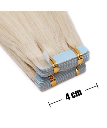 Elailite 20PC Tape Extensions - Invisible Real Human Hair Remy Quality 40cm #70 Bleached White - International Shipping Available - Buy Online on GoSupps.com