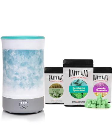 Happy Wax - Wax Warmer & Wax Melts Gift Kit - Scented Wax Melts Made with All Natural Soy Wax and Infused Essential Oils. Perfect Wax Warmer Wax Melt Gift Set (Spa Mix, Watercolor Signature Warmer) Watercolor, Spa Collection