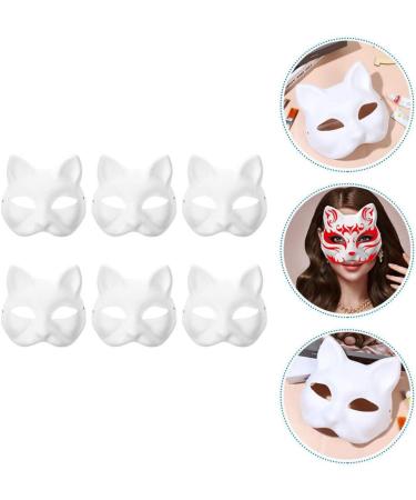 Shop Kichvoe Cat Masks - 6-Piece Kitsune Fox Half Masks | DIY White Animal Face Covers for Cosplay & Masquerade Party Accessories - Buy Online on GoSupps.com