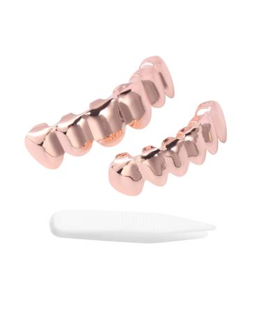 jojofuny 1 Set Electroplated Braces Diamond Grills Hip Hop Teeth Simple Hiphop Jewelry Braces Costume Teeth Halloween Vampire Teeth Mouth Hip Hop Teeth Copper Cosplay 18k Clothing Golden 5X1CM