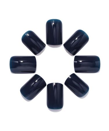 Brishow Short Press On Ballerina Nails - 24 Pure Color Acrylic False Nails for Women & Girls (Cyan) - International Shipping Available - Buy Online on GoSupps.com