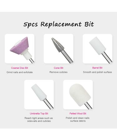 Electric Nail Files Set 5 in 1 Electric Manicure Pedicure Grinding Polishing Set Nail Drill Set for Personal Finger Toe Nail Care - Buy Online on GoSupps.com
