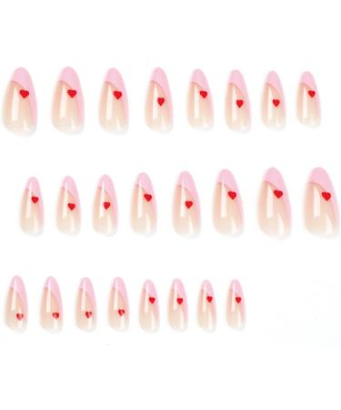 False Nails Short Full Cover French Red Heart Christmas Festival Press on Nails 24 Pieces Nail Art Tips for Nail Salons and Women DIY Nail Art - Buy Online on GoSupps.com