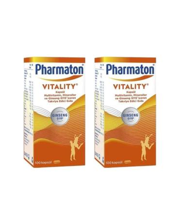 PHARMATON Vitality 100 Capsules to Restore Physical Efficiency with MULTIVITAMINS and Minerals Strengthen with Ginseng Quantity of 2 Bottles