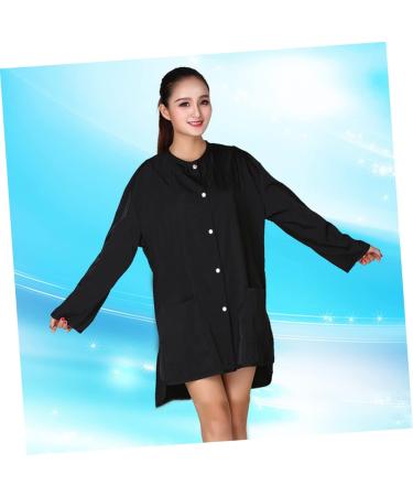 VINTORKY Beauty and Hairdressing Work Clothes Barber Smocks Hair Cutting Coat Haircut Cape Fiber Black - Buy Online on GoSupps.com
