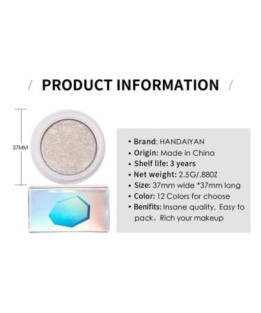 AKARY 12 Colors Glitter Eyeshadow Palette | Highly Pigmented Eye Makeup for Women & Girls | Pearlescent Monochrome Shades | Polarized Light Formula | Non-Smudge Eye Shadow | Eye Brightening Flash Powder - 11g - Buy Online on GoSupps.com