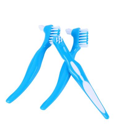 Healeved 6 STK Tooth Cleaning Brush - Double-Sided Toothbrush for Dentures & Child Dental Care | Hard Prosthesis Cleaning Tool - Blue (2 Pack) - Buy Online on GoSupps.com
