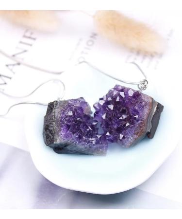 Natural Crystal Rough Real Natural Crystal Necklace Raw Amethyst Quartz Purple Crystal Cluster Pendant Stones Specimen Home Decoration Crafts - Buy Online on GoSupps.com