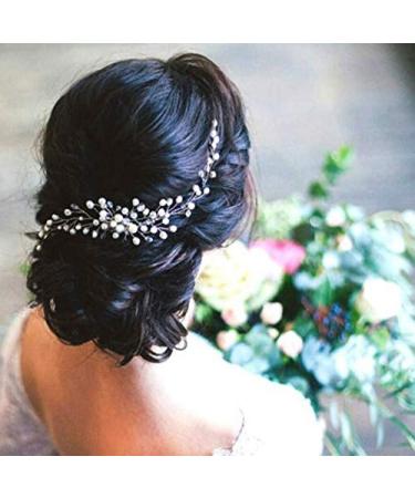 Dusenly Bridal Hair Comb Bridal Hair Vine Clips Pearls Style Hair Clips Wedding Hair Accessories