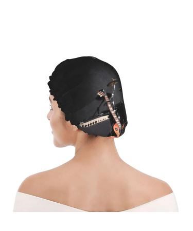 Guitar Printed Shower Cap - Waterproof Bath Cap for Women - Fits All Head Sizes and Hair Textures - Buy Online on GoSupps.com