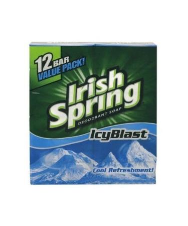 Irish Spring Deodorant Soap Icy Blast 3.75 Oz Bars Value Pack - 12 Bars