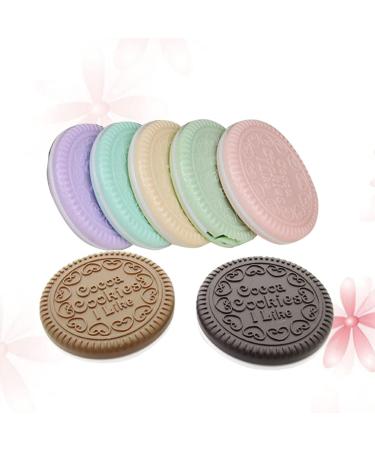 SOLUSTRE Round Mirror 7 Pcs Compact Mirror Cookie Round Chocolate Pocket Mirror Makeup Mirror for Handbag Single Side Cosmetic Mirror with Comb Makeup Set