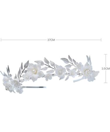 Lurrose Flower Leaves Crown Pearl Crown Tiara Wedding Decorative Headband Bride Hair Crown Party Tiara Women Headdress - Buy Online on GoSupps.com