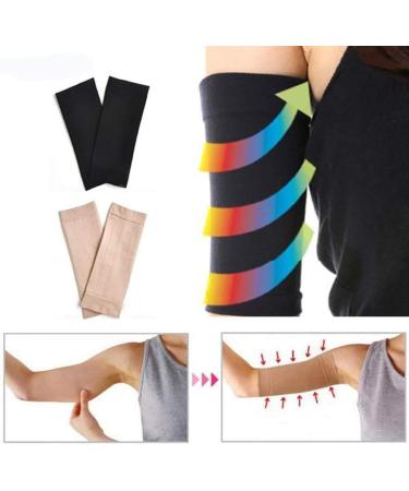 2 Pair Slimming Arm Sleeves Shaper for Women - Arm Compression Wraps to Tone & Lose Arm Fat - Sport Fitness Arm Shapers (Beige & Black - Buy Online on GoSupps.com