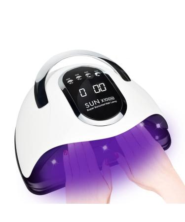 280W UV LED Nail Lamp Fast Nail Curing Lamps for Home & Salon 66 Beads Dryer for Gel Polish with Automatic Sensor/4 Timer Setting Handle Professional Art Tools