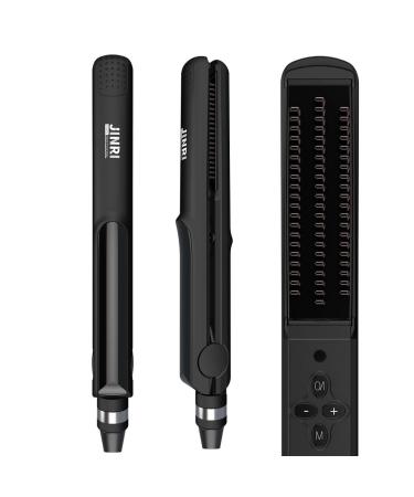 3 IN 1 Heated Styling Tool: Straightening Brush Crimper & Flat Iron for Smooth Anti-Frizz Hair | Electric Hot Brush for Styling (Black)