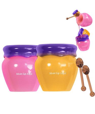 Mini Honey Pot Lip Balm, Bee Balm, Honey, Strawberry, Moisturizing Sleeping Mask, Reduces Lip Wrinkles