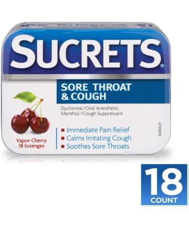 Sucrets Sore Throat Lozenges - Wild Cherry Flavor | 18 Count Each | Pack of 5 | Buy Internationally - Buy Online on GoSupps.com
