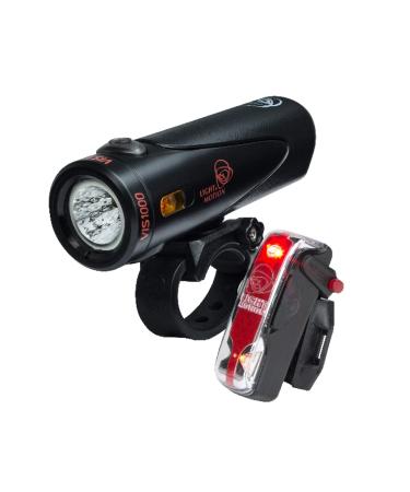 Light & Motion Power Combo, Vis 1000 + Vis 180 Pro Provide Extreme Power for Superior Night and Day Safety. USB Recharge, Quick Mounting, Industry-Leading Performance and Reliability, Black and Red