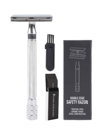Uonlytech 1 set manual rudder muster rapid Razor Gift Double -razor Razor For men reusable men's razor to shave metal hair clip man silver