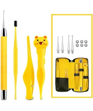 DULASP Ear Cleaner Earpicks Ear Wax Removal Tools LED Light Flashlight Earpick Ear Spoon Tweezers Ear Care Ear Cleaning Tool with Case