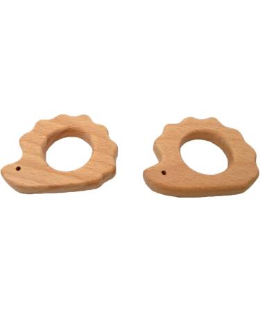 Organic Wooden Hedgehog Teether Toys - Set of 2 | Handmade Baby Beaded Teething Toy | Food Grade Materials - Perfect Baby Shower Gift - Buy Online on GoSupps.com