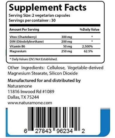 Estrogen Balance Supplement with Vitex & DIM for Women | PMS Relief Hormonal Acne & Irregular Periods - Naturamone 60 Capsules - Buy Online on GoSupps.com