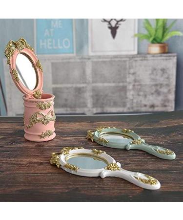 Vintage Handheld Makeup Mirror with Crafted Rose Design - Pink Princess Beauty Vanity Mirror - Buy Online on GoSupps.com