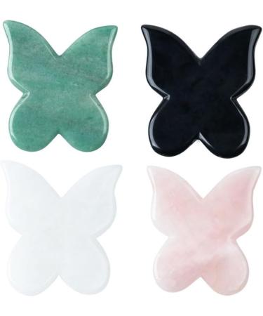Shop Jade Stone Gua Sha Facial Tool - Butterfly Shape Massager for Reducing Wrinkles & Puffiness | Light Red Color - Buy Online on GoSupps.com
