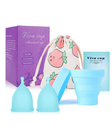 Floraupicious reusable menstrual cup get florauspicious menstrual cups for female care 2 pieces (large blue) blue/blue 1 piece (2 pack)