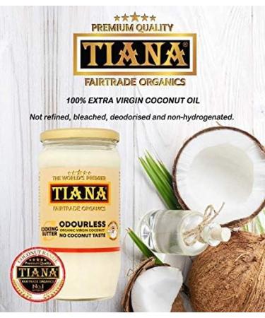 TIANA Fairtrade Organic Virgin Coconut Oil Odourless Cooking Butter 750ML (Pack of 12) 750ML Pack of 12 - Buy Online on GoSupps.com