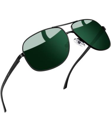 Joopin Polarised Sunglasses Mens UV Protection Al-Mg Metal Frame Double Bridge Aviation Sunglasses for Men Women Sun Glasses for Driving Black Frame G15 Lens
