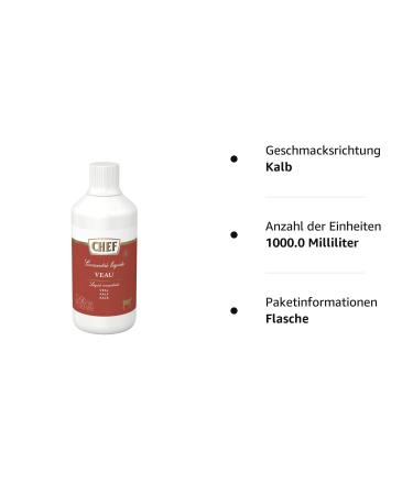 CHEF Liquid Concentrate Veal - 100% Natural Flavor Boost for Hearty Meat Dishes - 1L Pack - International Shipping Available - Buy Online on GoSupps.com