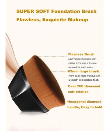 Super Soft Flat Top Foundation Makeup Brush | Blending Liquid Cream & Powder | Black - Buy Online on GoSupps.com
