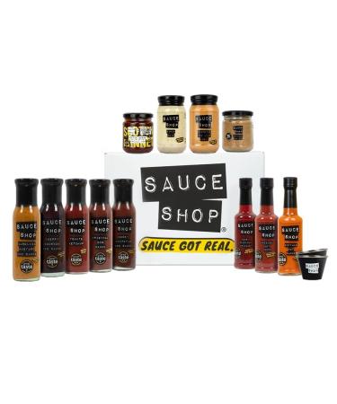 Sauce Shop | Ultimate Bestseller Collection | 13 items | Buffalo Hot Sauce Original Hot Sauce Tomato Ketchup and Original BBQ Sauce | Vegetarian Friendly