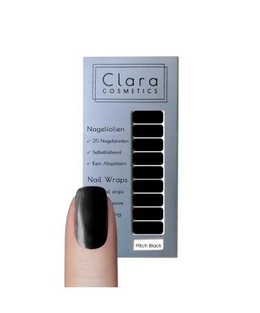 Original Clara Cosmetics nail polish for sticking on 25 self -adhesive nail foils test winner 2022 in Austria under 6 nail polish foils up to 4 applications per nail wrap pack all trend colors pitch black