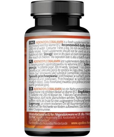 APOLLO'S HEGEMONY Adenosylcobalamin 120 Tablets - Optimal Bioavailable Vitamin B12 for Enhanced Energy Metabolism - 480 Servings - Diet Supplement - Buy Online on GoSupps.com